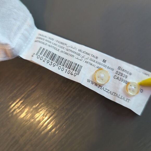 Piazza Italia Button Up Shirt Linen Mens Medium White Linen Blend Long Sleeve - Picture 8 of 8